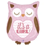 26 Inch (66 cm) Grabo It's A Girl Baby Owl folie ballon