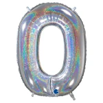 26 Inch (66 cm) Grabo Numbers Glitter Holographic Silver folie ballonnen