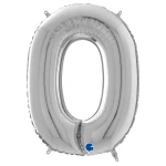 26 Inch (66 cm) Grabo Numbers Silver folie ballonnen