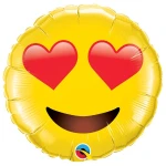 28 Inch (71 cm) Qualatex Smiley Face With Heart Eyes folie ballon