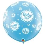 3 ft (90 cm) Qualatex Baby Boy Dots latex ballonnen