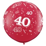 3 ft (90 cm) Qualatex Confetti 40 Ruby Red latex ballonnen