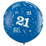 3 ft (90 cm) Qualatex Confetti Sapphire Blue latex ballonnen