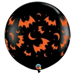 3 ft (90 cm) Qualatex Flying Bats & Moons latex ballonnen