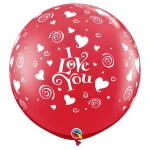 3 ft (90 cm) Qualatex I Love You Swirling Hearts Wrap latex ballonnen