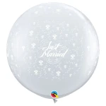 3 ft (90 cm) Qualatex Just Married Flowers latex ballonnen
