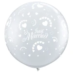 3 ft (90 cm) Qualatex Just Married Heart latex ballonnen