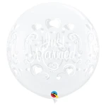 3 ft (90 cm) Qualatex Just Married Hearts latex ballonnen
