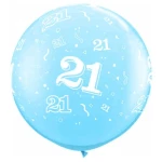 30 inch (76 cm) Qualatex Confetti 21 Pearl Light Blue latex ballonnen