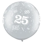 30 inch (76 cm) Qualatex Confetti 25 Silver latex ballonnen