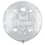 30 inch (76 cm) Qualatex Just Married Hearts latex ballonnen