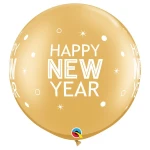 30 inch (76 cm) Qualatex New Year Sparkles & Dots Gold latex ballonnen