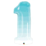 34 Inch (86 cm) Qualatex Number One Blue Ombre folie ballon