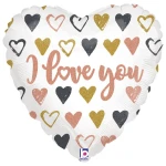 36 Inch (91 cm) Grabo Rose Gold Heart Love You folie ballon