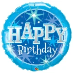 36 Inch (91 cm) Qualatex Birthday Blue Sparkle folie ballon