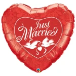 36 Inch (91 cm) Qualatex Just Married Red & White folie ballon