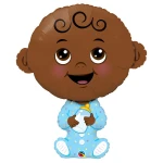 38 Inch (96 cm) Qualatex Baby Boy - Dark Skin Tone folie ballon