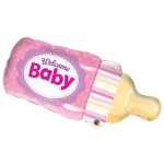 39 Inch (99 cm) Qualatex Welcome Baby Bottle Pink folie ballon