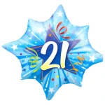 28 Inch (71 cm) Qualatex 21 Shining Star Bright Blue folie ballon