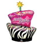 41 Inch (104 cm) Qualatex Birthday Funky Zebra Stripe Cake folie ballon