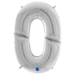 64 Inch (163 cm) Grabo Numbers Silver folie ballonnen