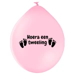 B95 (28 cm) De Ballonnerie Hoera Een Tweeling Meisje kopdruk latex ballonnen