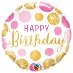 18 Inch (46 cm) Qualatex Pink & Gold Dots folie ballonnen