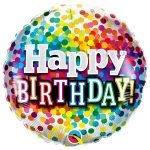 18 Inch (46 cm) Qualatex Rainbow Confetti folie ballonnen