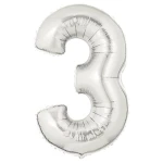 40 Inch (102 cm) Betallic Numbers Silver folie ballon